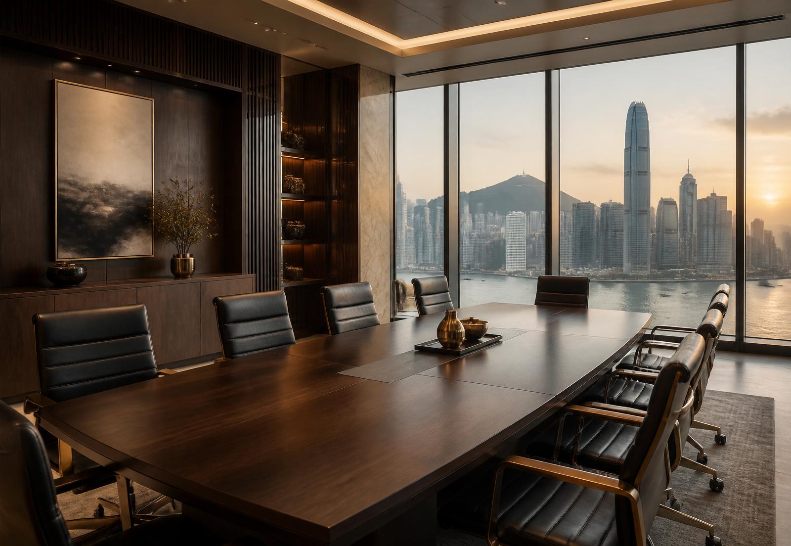 Executive boardroom overlooking Hong Kong
